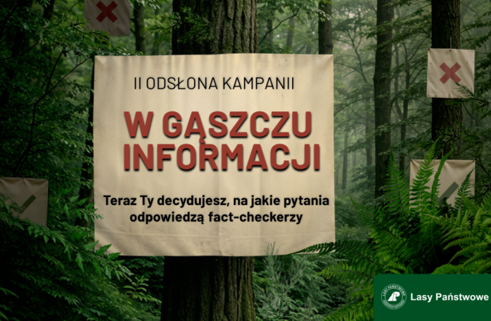 Grafika promująca II odsłonę kampanię „W gąszczu informacji. Nie błądź! Sprawdzaj”
